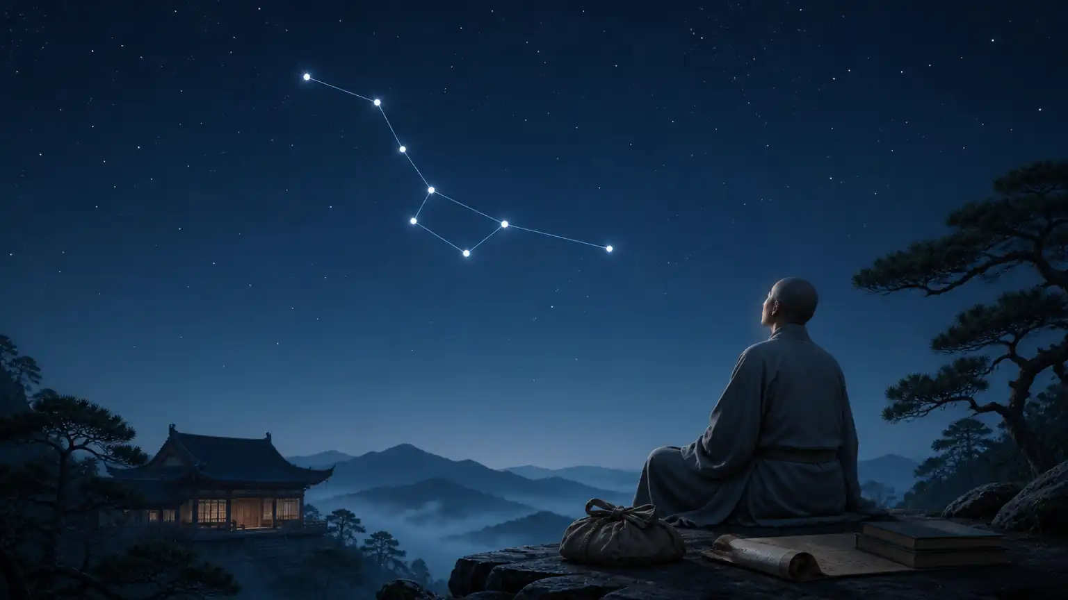 北斗七星与星空文化意境图