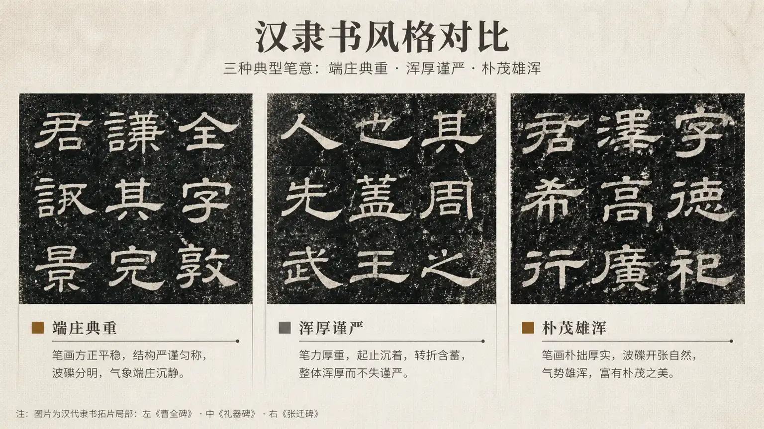 三碑隶书书风对比图