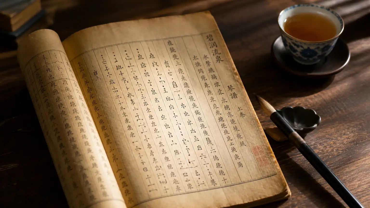 古代工尺谱与减字谱特写