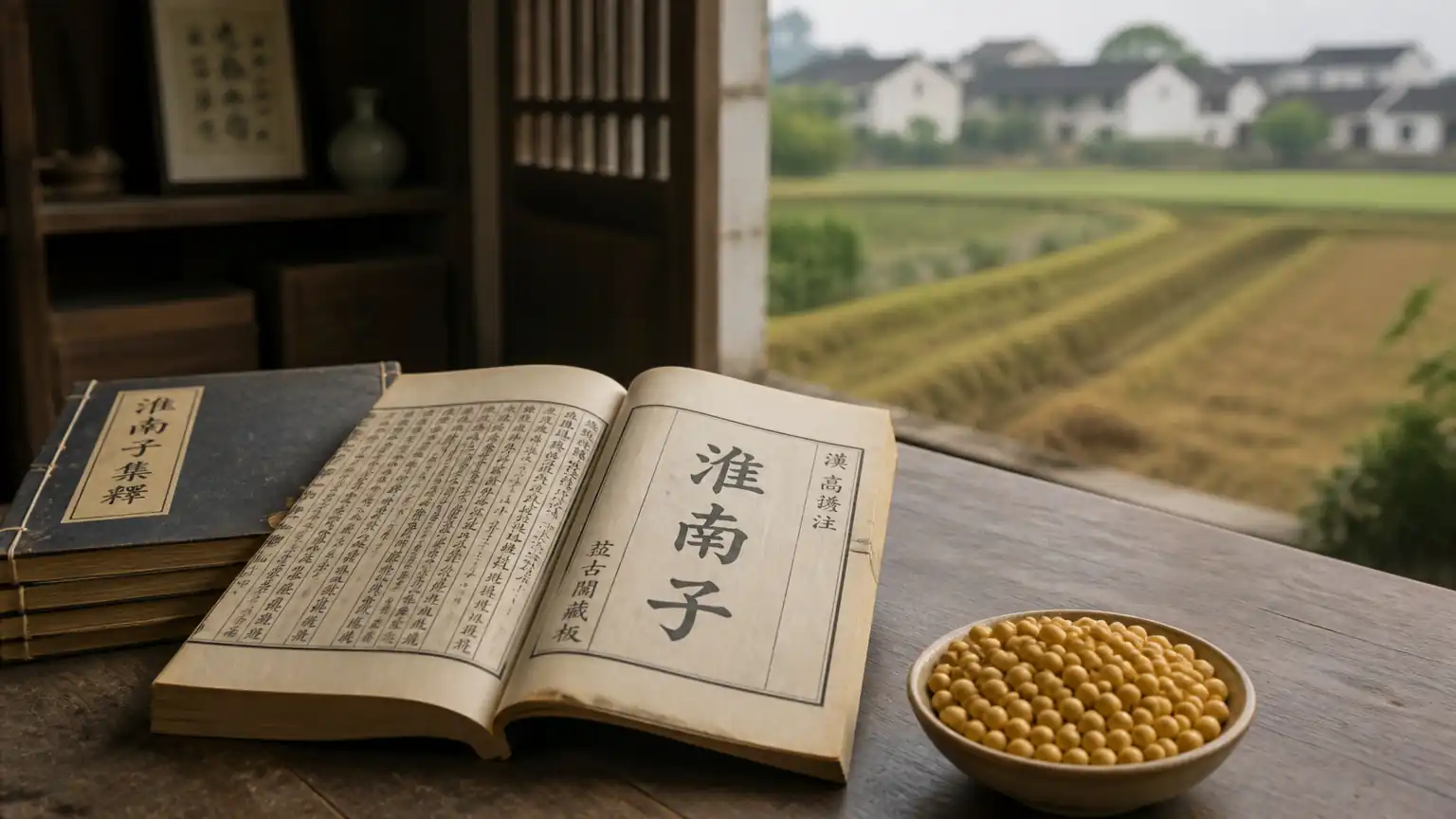 黄豆与古籍文化场景图