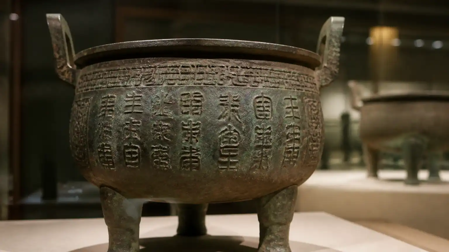 青铜礼器铭文展示场景图