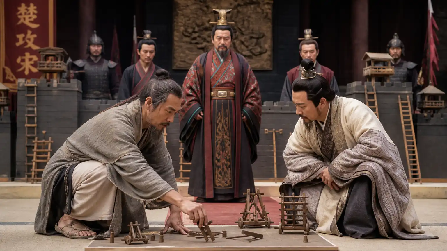 墨子止楚攻宋场景图