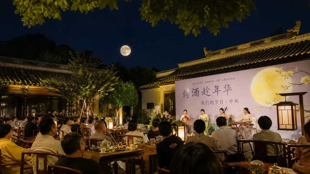 中秋雅集中的诗、酒、月与音乐