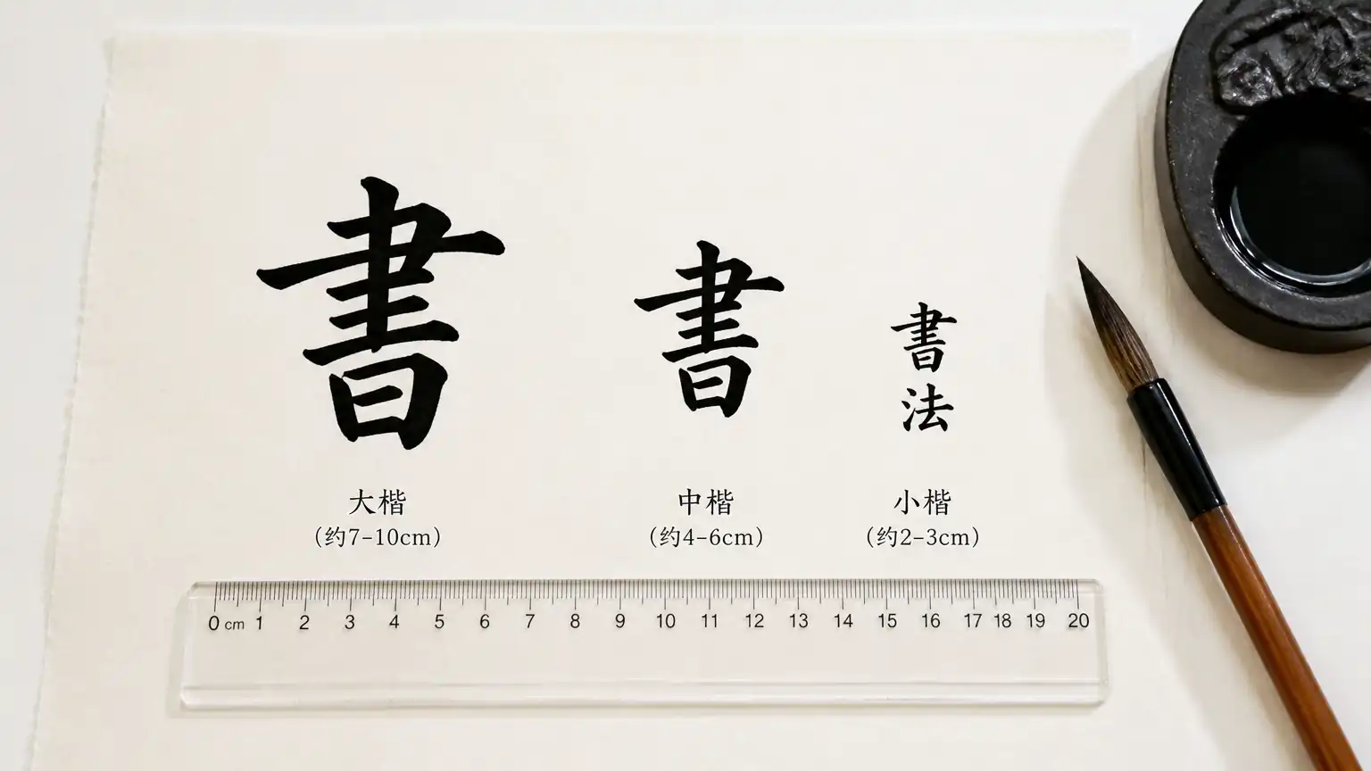 楷书大中小规格对比示意图
