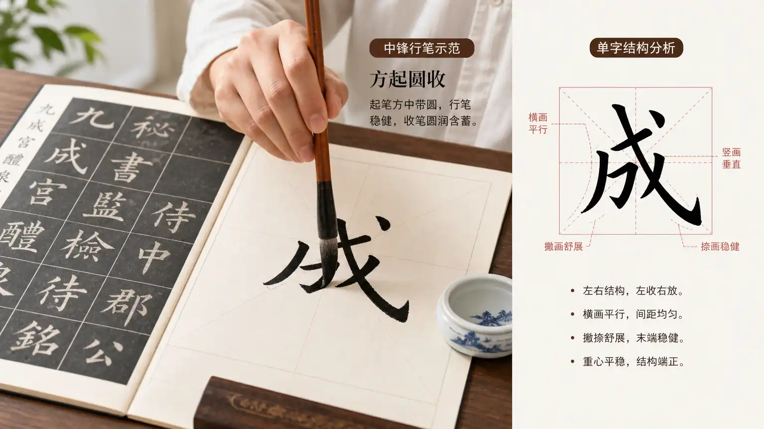 欧体楷书临写示范场景图