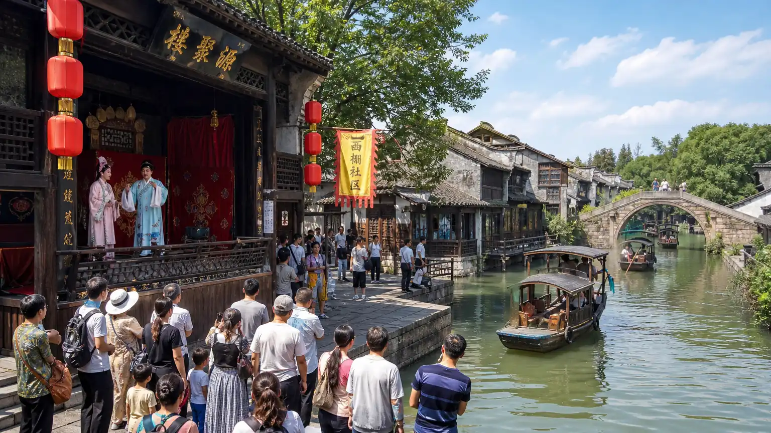 乌镇水乡古今戏剧场景图