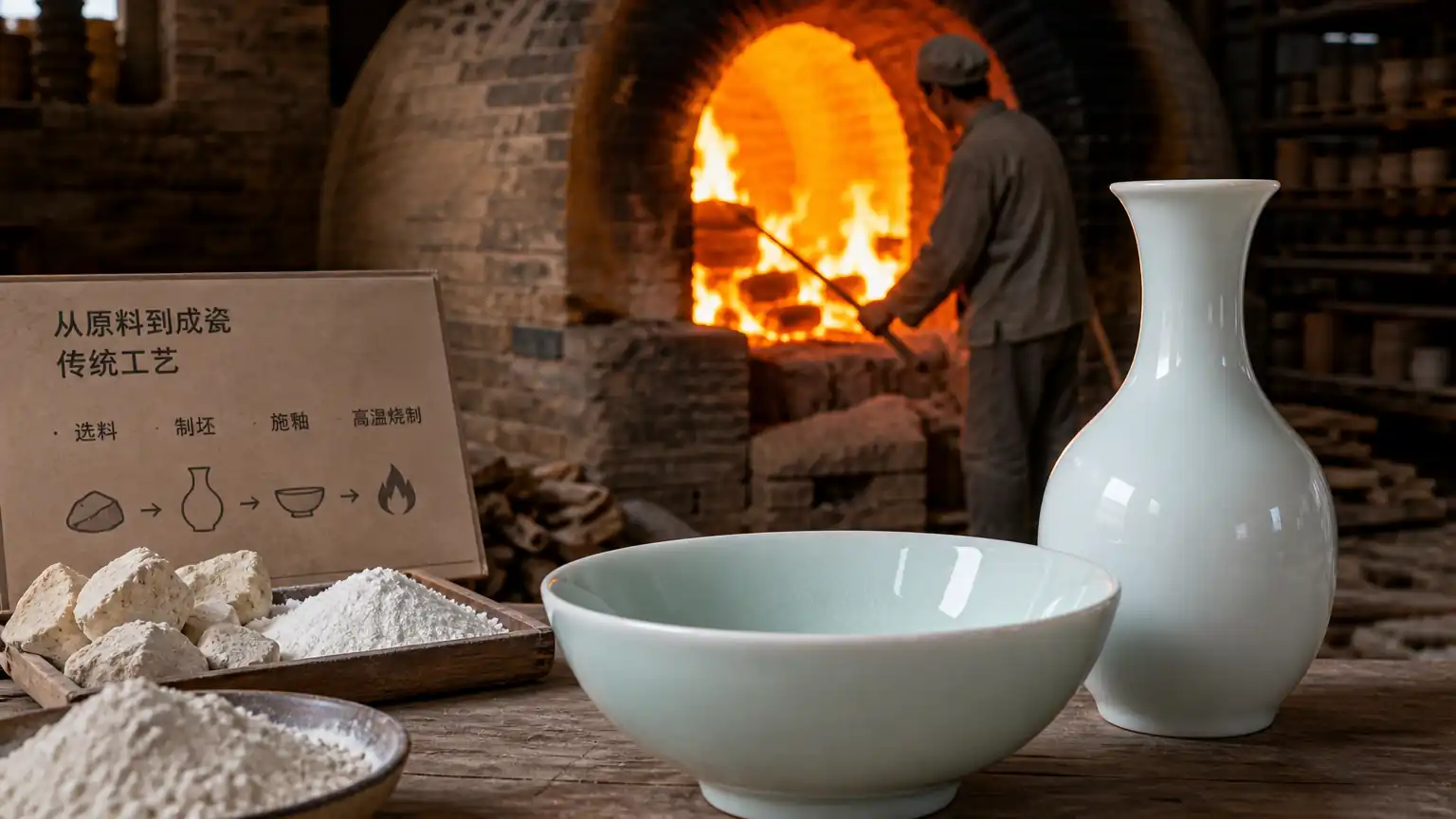 高温窑火中的青瓷与白瓷