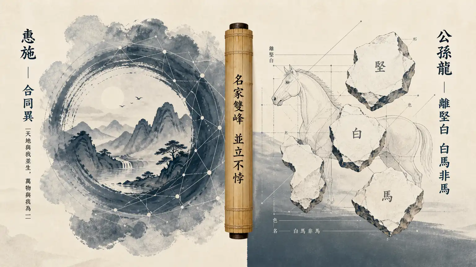 惠施合同异与公孙龙离坚白思想对比示意图
