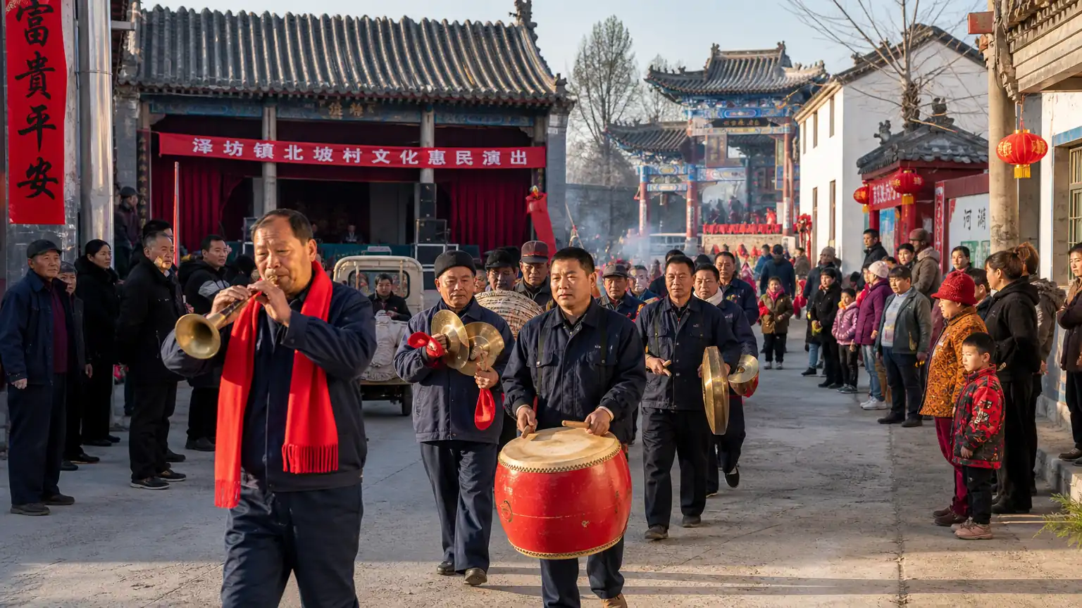 庙会锣鼓巡游场景图