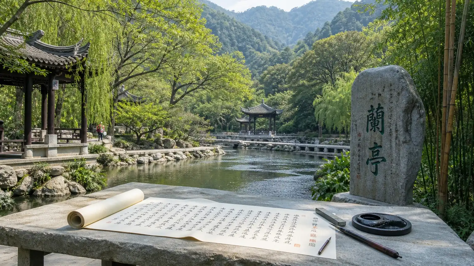 兰亭雅集山水意境图