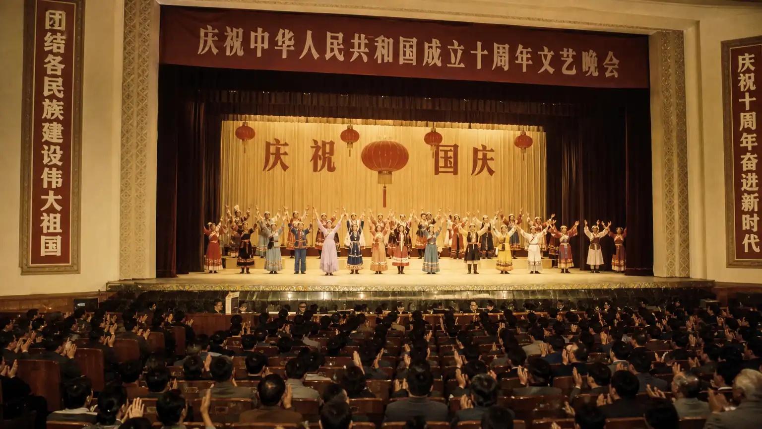 1950年国庆歌舞晚会场景图