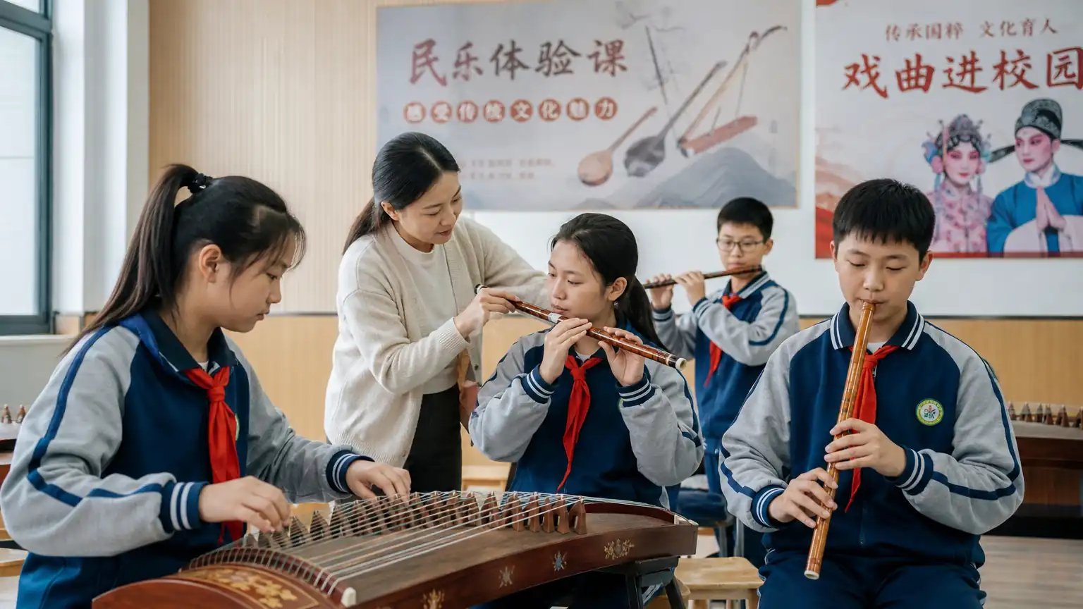青少年民乐实践活动场景图