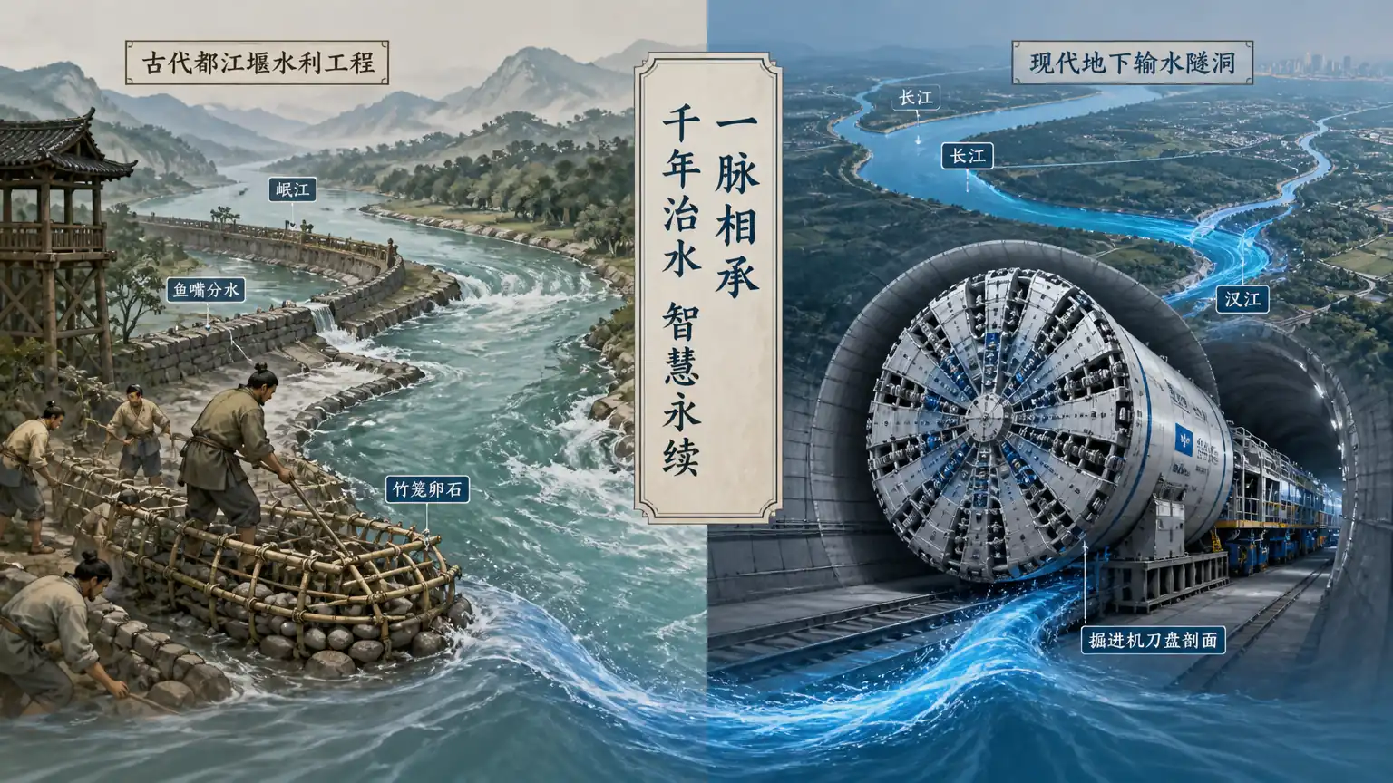 古今治水智慧对照图
