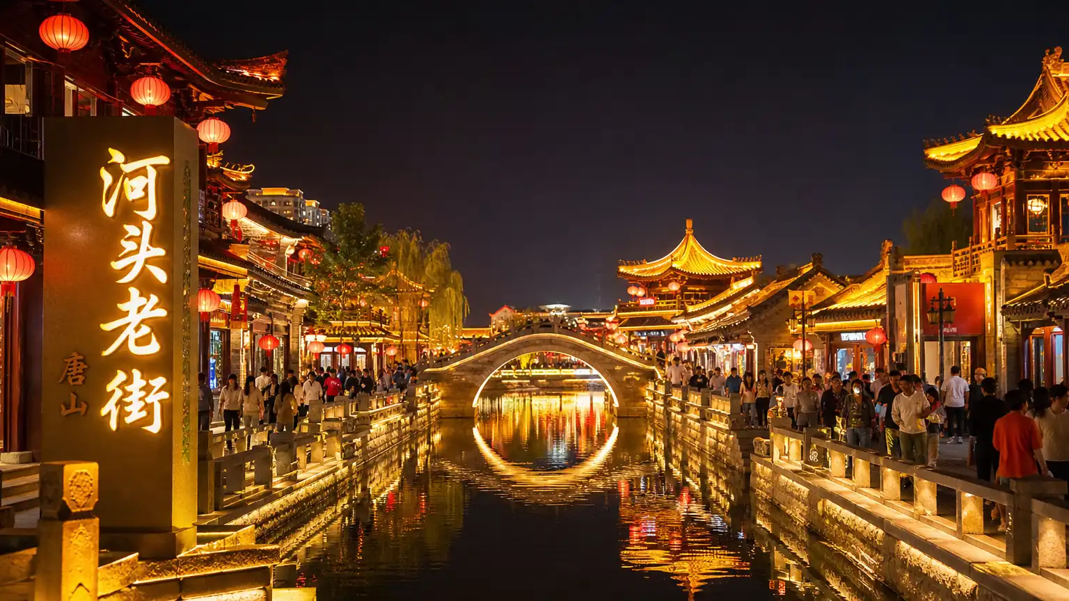 河头老街唐风古巷夜景