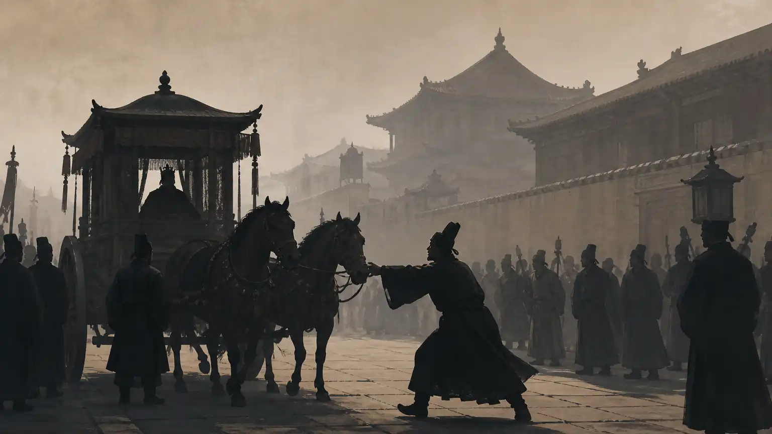 云奇拦驾场景插画