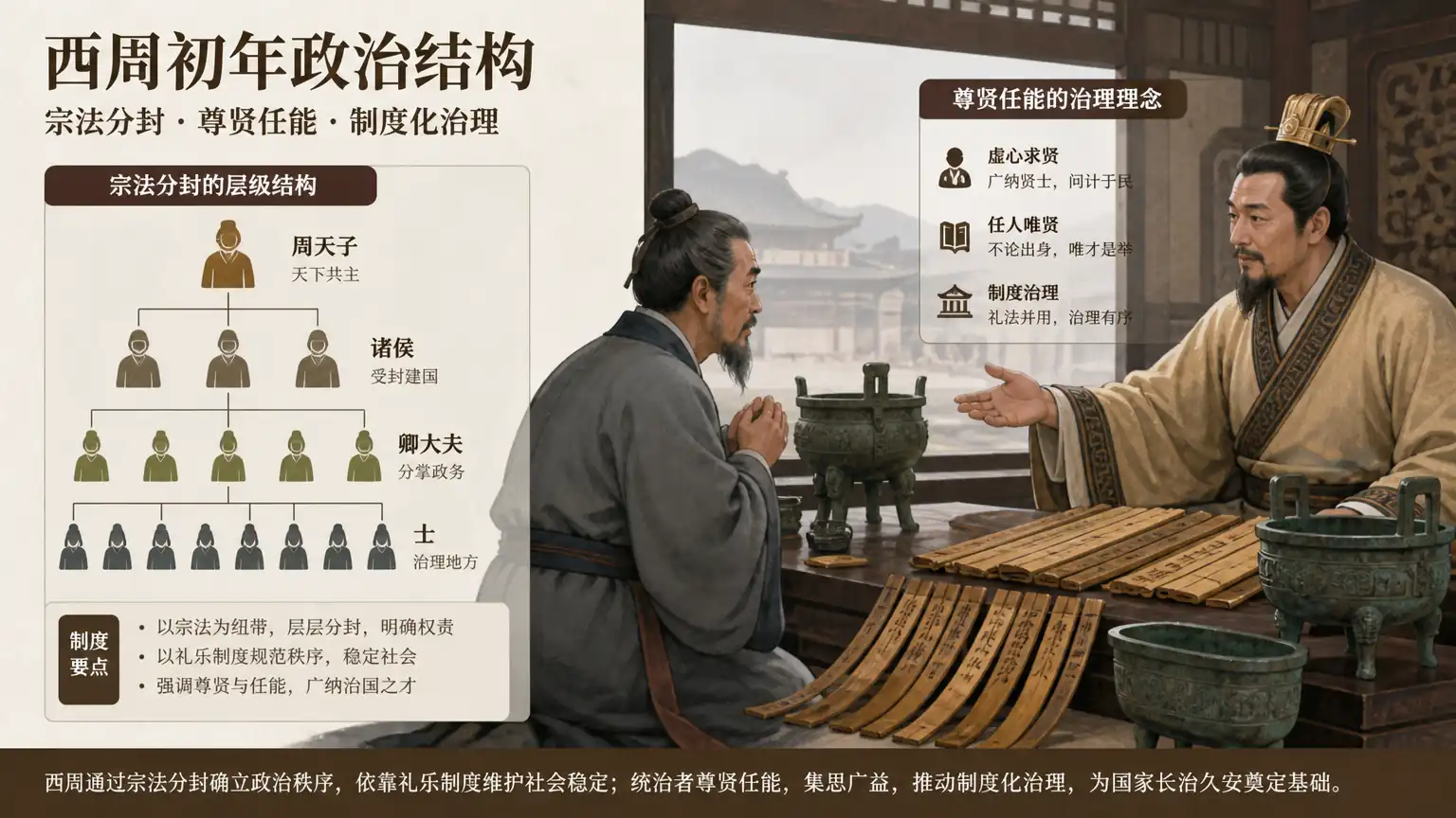 西周尊贤与宗法政治示意图