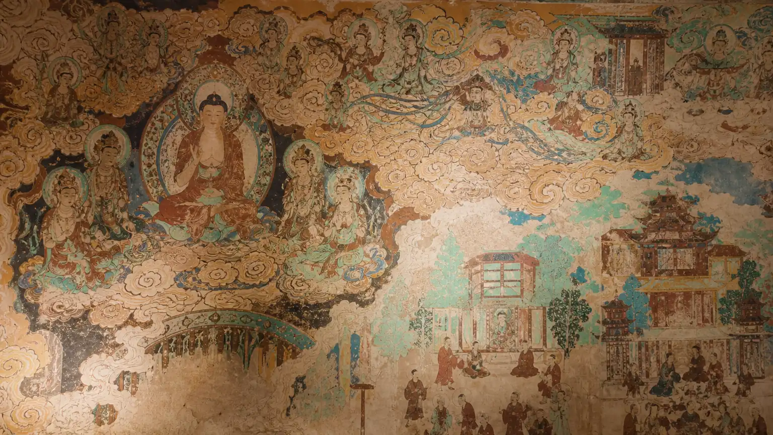 敦煌唐代壁画云气纹场景图