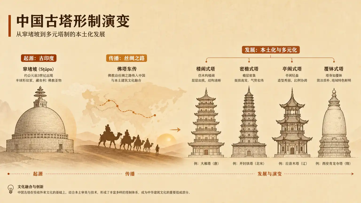 中国古塔形制演变示意图