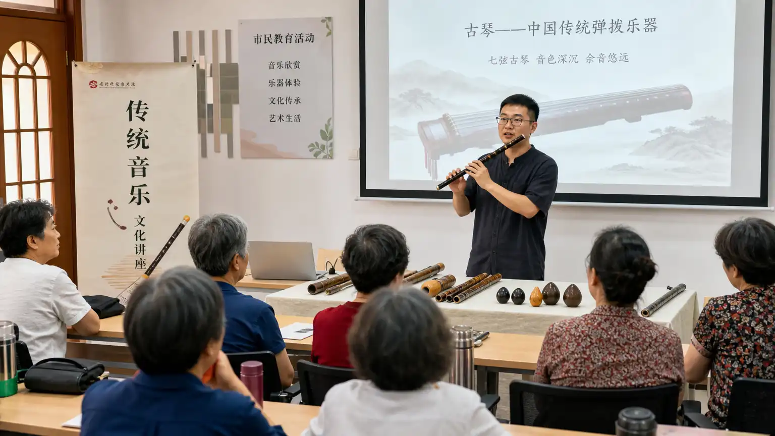 社区传统音乐讲座现场图