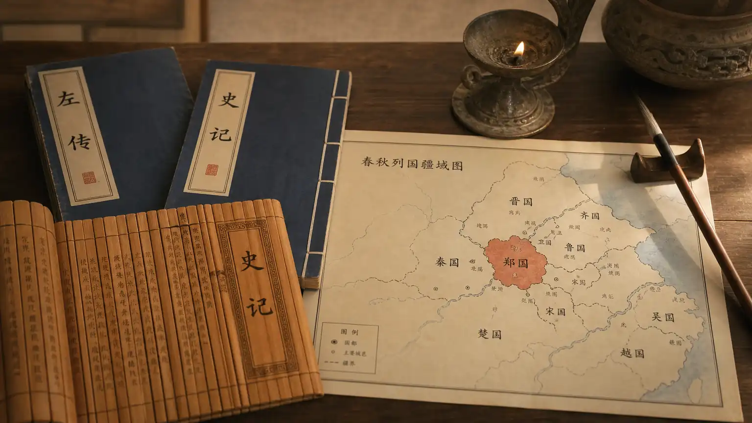 春秋史书典籍与列国地图图