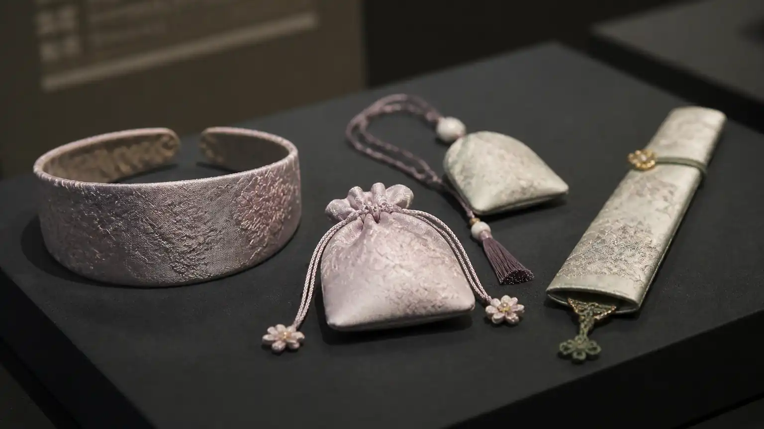 压花绸缎配套饰品展示图