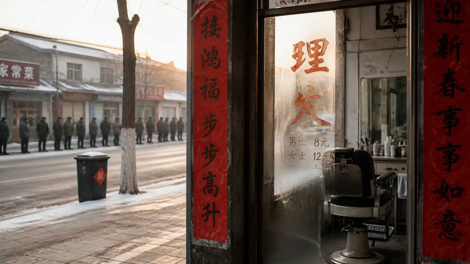 北方正月理发店场景图
