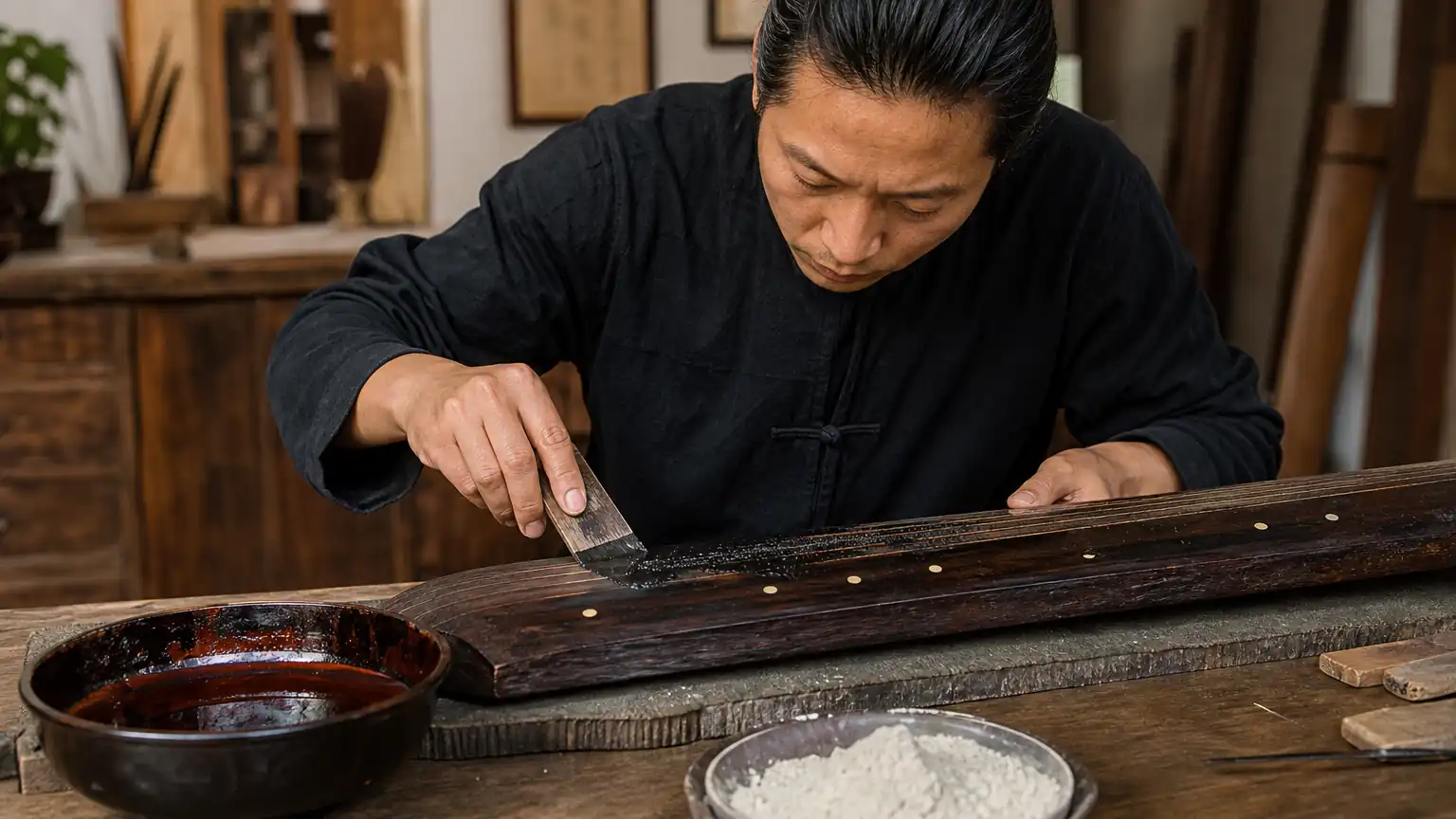 漆灰刮涂工序图