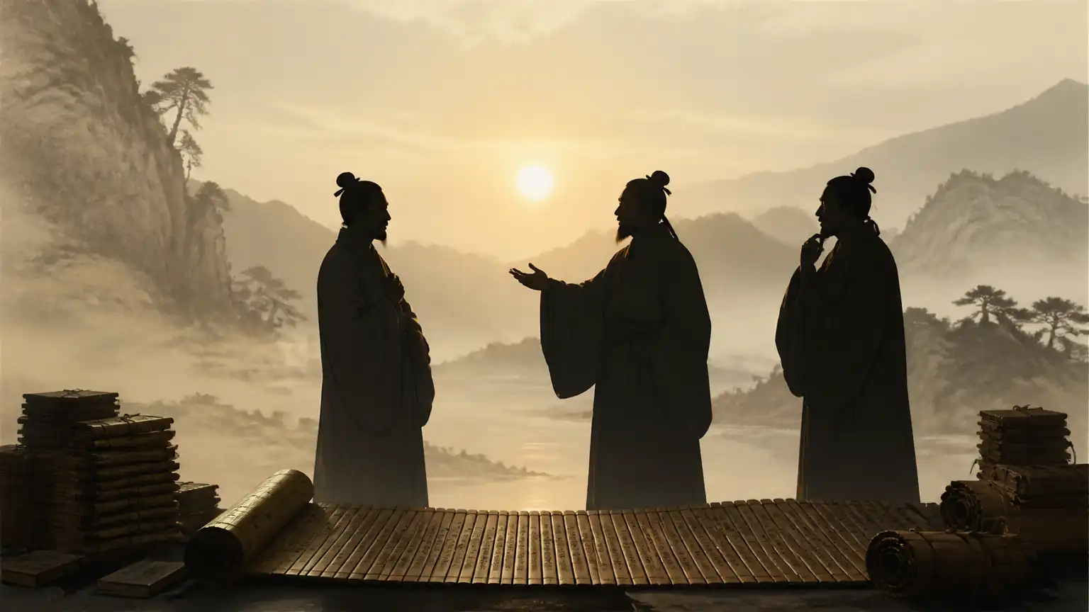 先秦诸子论爱场景图