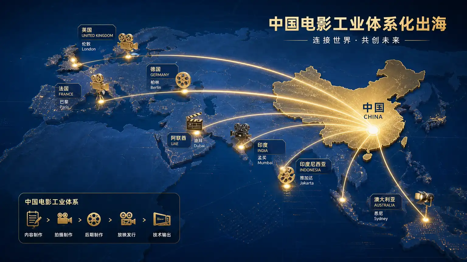 中国电影体系化出海全球布局图